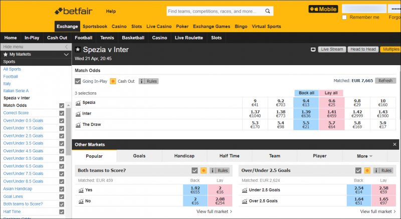 Стратегии ставок на футбол Betfair